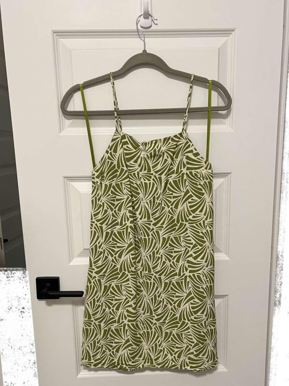 Monteau Green and White Palm-Print Slip Dress